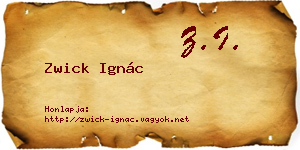 Zwick Ignác névjegykártya